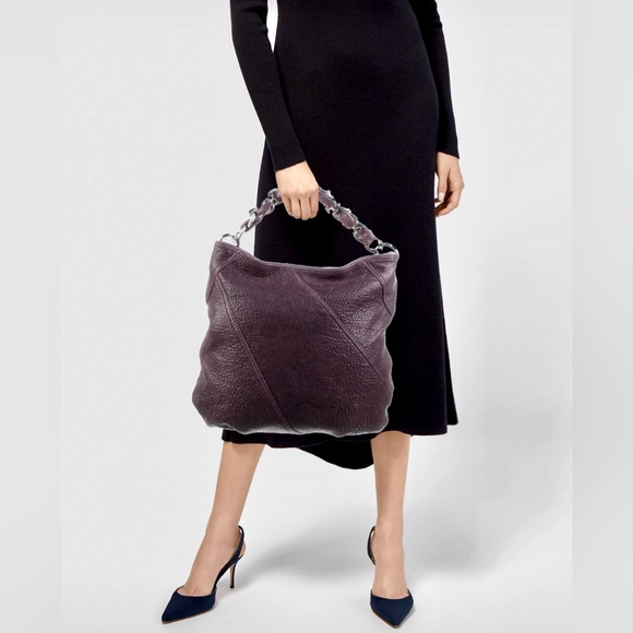 EUC Michael Kors Boho Chain & Leather Linked Strapped Soft Wine Pebbled Leather - Picture 3 of 5